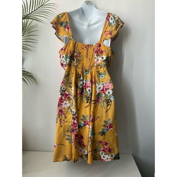 Xhilaration Yellow Floral Mini Dress Size Small - Picture 3 of 8